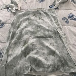 Pastel green and white tie dress